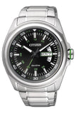 Buy Shop Citizen Eco Drive Urban Black Dial Silver Stainless Steel Watch For Men - AW0020-59EB USA Online
