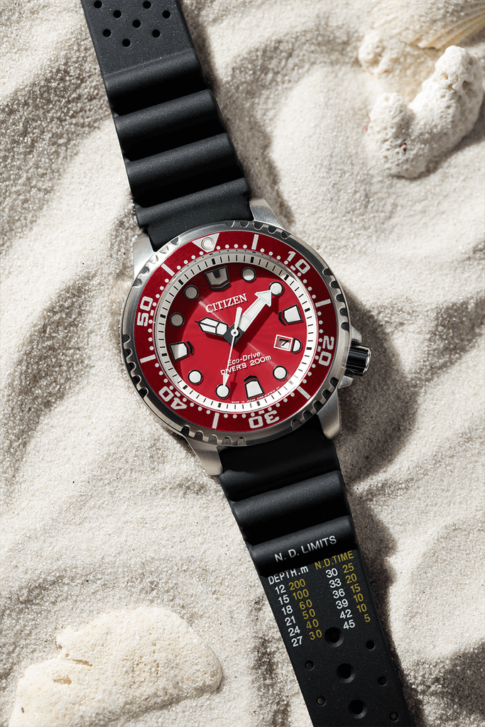 Buy Shop Citizen Eco Drive Promaster Marine Red Dial Black Rubber Strap Watch For Men - BN0159-15X USA Online