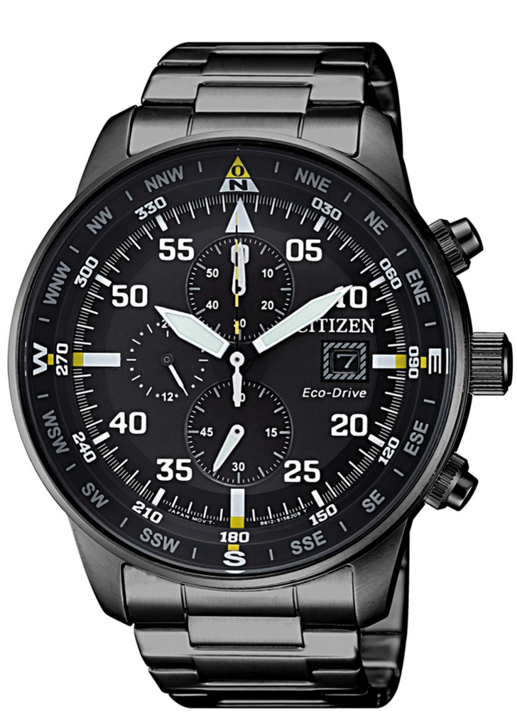 Buy Shop Citizen Sports Eco Drive Black Dial Black Steel Strap Watch For Men - CA0695-84E USA Online