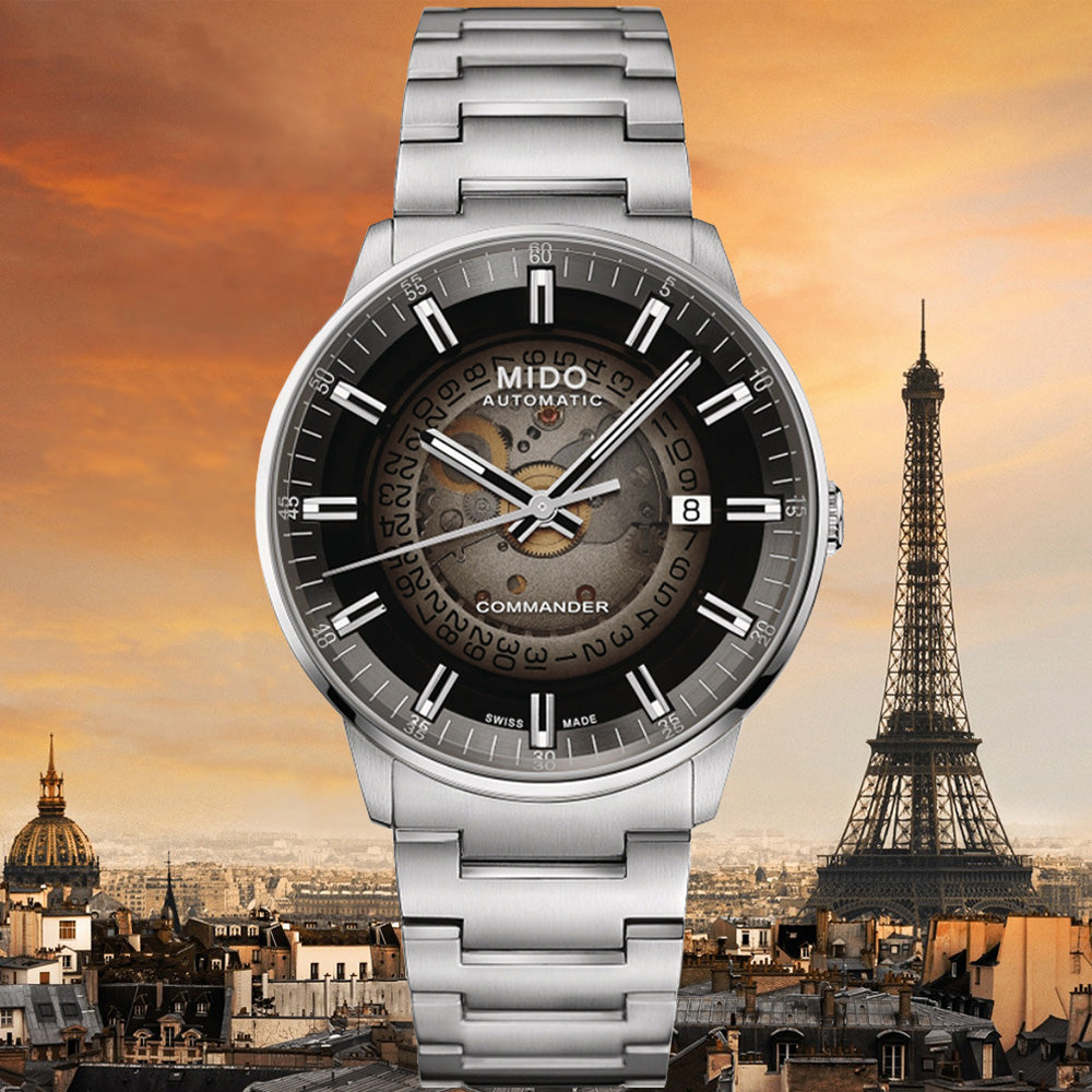 Buy Shop Mido Commander Automatic Gradient Black Dial Silver Steel Strap Watch For Men - M021.407.11.411.00 USA Online
