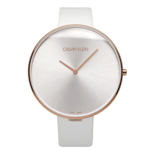 Buy Shop Calvin Klein Full Moon White Dial White Leather Strap Watch for Women - K8Y236L6 USA Online