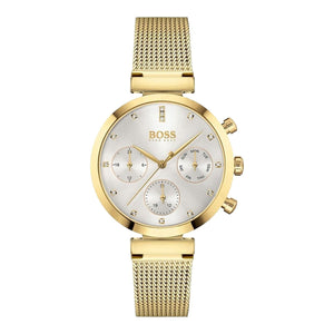 Buy Shop Hugo Boss Flawless White Dial Gold Mesh Bracelet Watch for Women - 1502552 USA Online