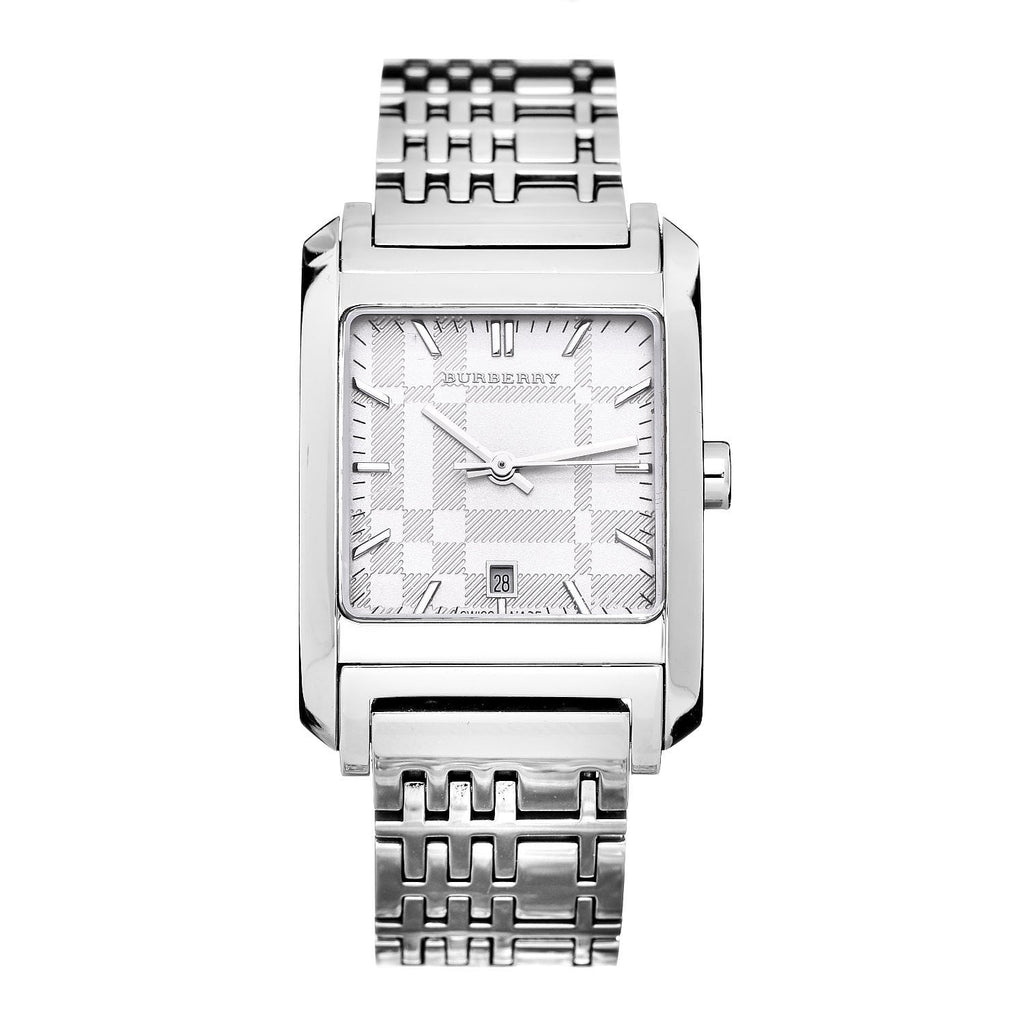 Buy Shop Burberry Nova Check Square White Dial Silver Steel Strap Watch for Women - BU1572 USA Online