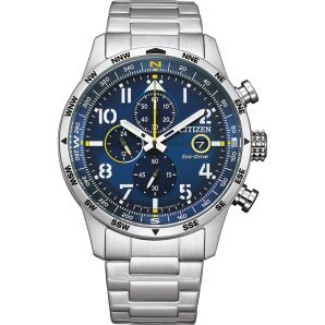 Buy Shop Citizen Eco Drive Chronograph Blue Dial Silver Stainless Steel Watch For Men - CA0690-88L USA Online