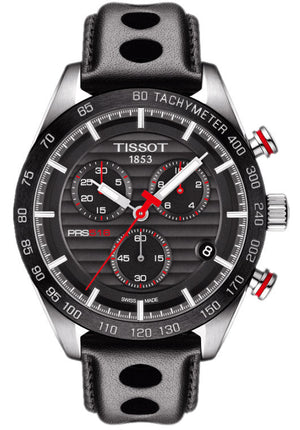 Buy Shop Tissot PRS 516 Chronograph Black Dial Black Leather Strap Watch For Men - T100.417.16.051.00 USA Online