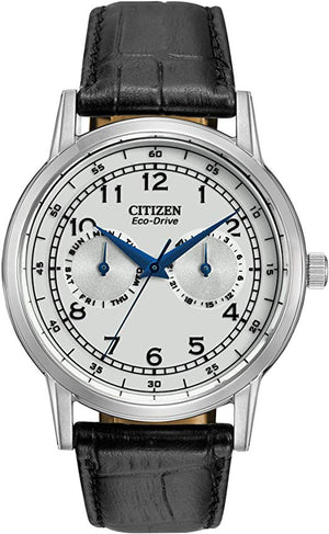 Buy Shop Citizen Eco Drive Silver Dial Black Leather Strap Watch For Men - AO9000-06B USA Online