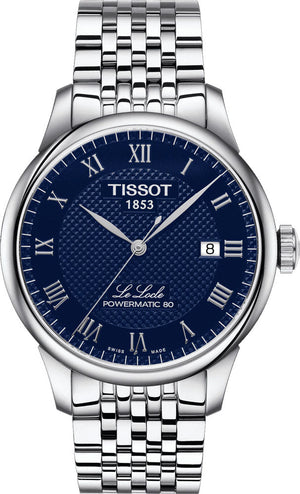 Buy Shop Tissot Le Locle Powermatic 80 Blue Dial Silver Steel Strap Watch For Men - T006.407.11.043.00 USA Online