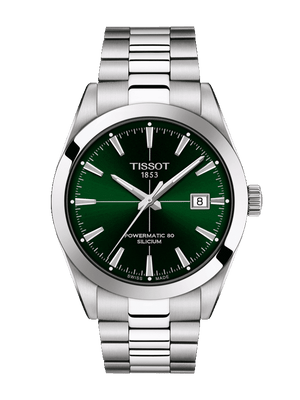 Buy Shop Tissot Gentleman Powermatic 80 Silicium Green Dial Silver Steel Strap Watch For Men - T127.407.11.091.01 USA Online