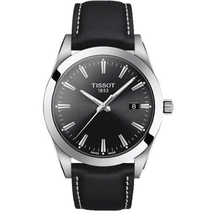 Buy Shop Tissot Gentleman Black Dial Black Leather Strap Watch For Men - T127.410.16.051.00 USA Online