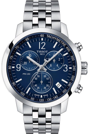 Buy Shop Tissot PRC 200 Chronograph Quartz Blue Dial Silver Steel Strap Watch For Men - T114.417.11.047.00 USA Online