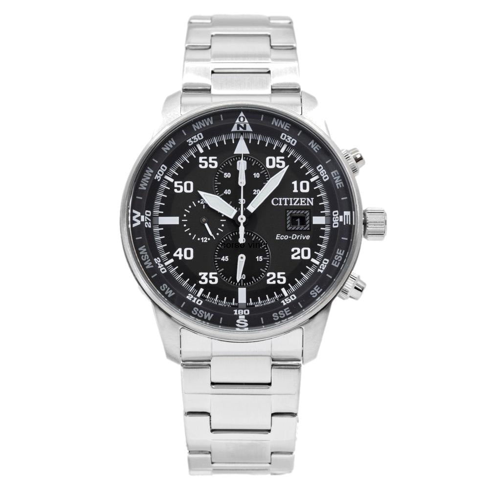 Buy Shop Citizen Eco Drive Chronograph Black Dial Silver Steel Strap Watch For Men - CA0690-88E USA Online