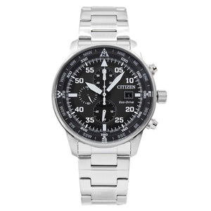 Buy Shop Citizen Eco Drive Chronograph Black Dial Silver Steel Strap Watch For Men - CA0690-88E USA Online