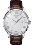 Buy Shop Tissot T Classic Tradition Silver Dial Brown Leather Strap Watch For Men - T063.610.16.038.00 USA Online