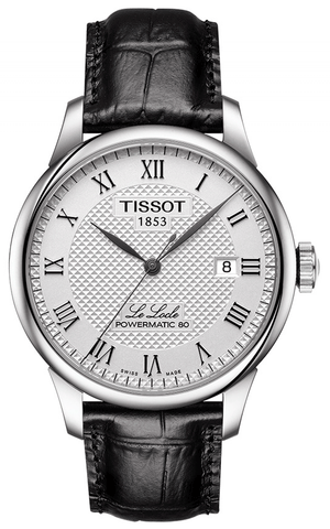 Buy Shop Tissot Le Locle Powermatic 80 Silver Dial Black Leather Strap Watch For Men - T006.407.16.033.00 USA Online