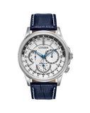Buy Shop Citizen Eco Drive Calendrier White Dial Blue Leather Strap Watch For Men - BU2020-11A USA Online