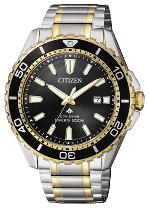Buy Shop Citizen Eco Drive Promaster Diver Black Dial Two Tone Steel Strap Watch For Men - BN0194-57E USA Online