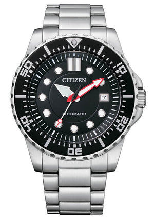 Buy Shop Citizen Mechanical Black Dial Silver Steel Strap Watch For Men - NJ0120-81E USA Online