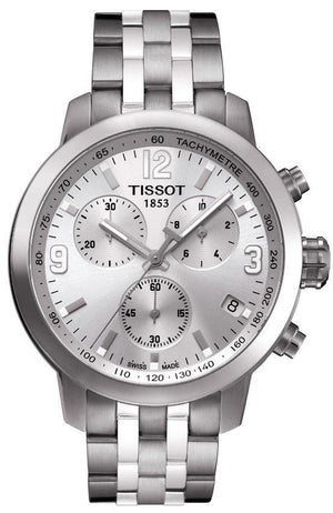 Buy Shop Tissot PRC 200 Chronograph Quartz Silver Dial Silver Steel Strap Watch For Men - T055.417.11.037.00 USA Online