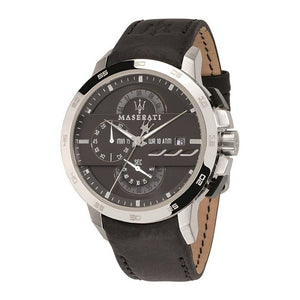 Buy Shop Maserati Ingegno Chronograph Black Dial Black Leather Strap Watch For Men - R8871619004 USA Online