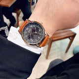 Buy Shop Citizen Eco Drive Multi Function Day & Date Black Dial Brown Leather Strap Watch For Men - AO9003-08E USA Online