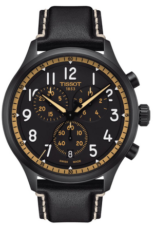 Buy Shop Tissot Chrono XL Vintage Chronograph Black Dial Black Leather Strap Watch For Men - T116.617.36.052.02 USA Online