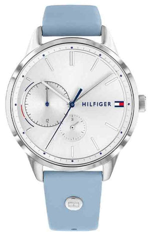 Buy Shop Tommy Hilfiger Brooke Silver Dial Blue Leather Strap Watch for Women - 1782023 USA Online