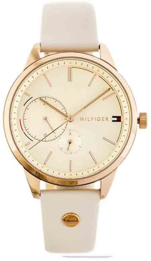 Buy Shop Tommy Hilfiger Brooke Quartz White Dial Cream Leather Strap Watch for Women - 1782022 USA Online