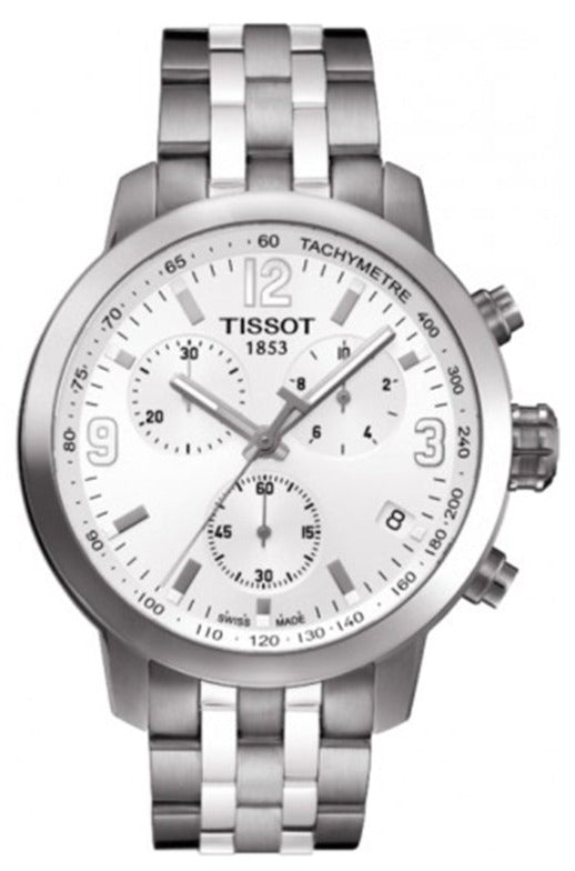 Buy Shop Tissot PRC 200 Chronograph White Dial Silver Steel Strap Watch For Men - T055.417.11.017.00 USA Online