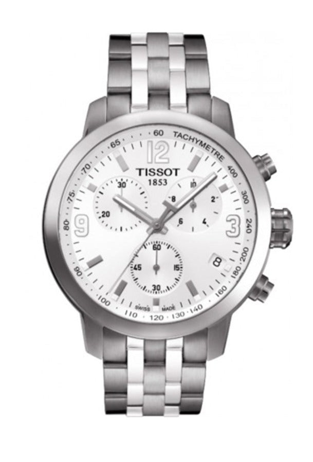 Buy Shop Tissot PRC 200 Chronograph White Dial Silver Steel Strap Watch For Men - T055.417.11.017.00 USA Online