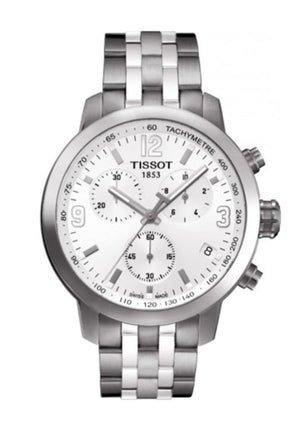 Buy Shop Tissot PRC 200 Chronograph White Dial Silver Steel Strap Watch For Men - T055.417.11.017.00 USA Online