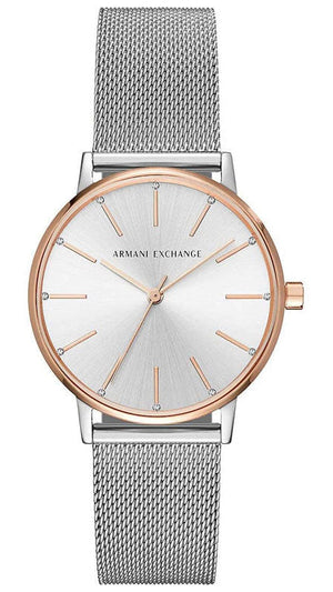 Buy Shop Armani Exchange Lola Analog White Dial Silver Mesh Strap Watch For Women - AX5537 USA Online