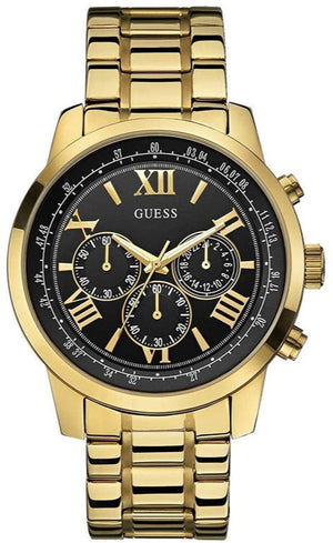 Buy Shop Guess Horizon Chronograph Black Dial Gold Steel Strap Watch For Men - W0379G4 USA Online