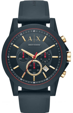 Buy Shop Armani Exchange Outerbanks Chronograph Blue Dial Blue Silicone Strap Watch For Men - AX1335 USA Online