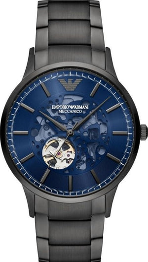 Buy Shop Emporio Armani Renato Automatic Blue Dial Grey Steel Strap Watch For Men - AR60056 USA Online