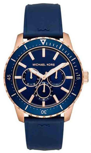 Buy Shop Michael Kors Cunningham Multifunction Blue Dial Blue Rubber Strap Watch For Men - MK7163 USA Online