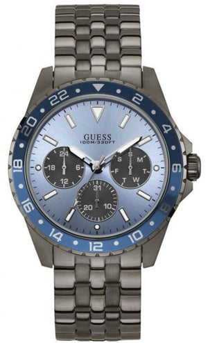 Buy Shop Guess Odyssey Quartz Blue Dial Gunmetal Steel Strap Watch For Men - W1107G5 USA Online