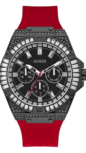 Buy Shop Guess Mainline Multifunction Crystals Black Dial Red Silicone Strap Watch For Men - GW0208G6 USA Online