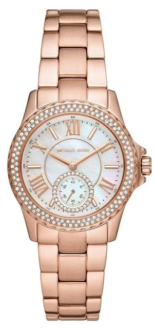 Buy Shop Michael Kors Camille Quartz Mother of Pearl White Dial Rose Gold Steel Strap Watch For Women - MK7364 USA Online