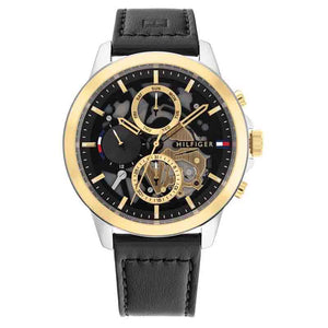 Buy Shop Tommy Hilfiger Henry Chronograph Black Dial Black Leather Strap Watch For Men - 1710474 USA Online