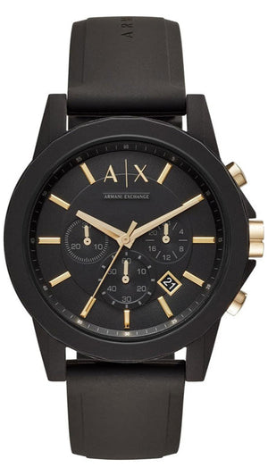 Buy Shop Armani Exchange Outerbanks Chronograph Black Dial Black Steel Strap Watch For Men - AX7105 USA Online
