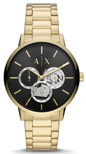 Buy Shop Armani Exchange Cayde Chronograph Black Dial Gold Steel Strap Watch for Men - AX2747 USA Online