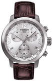 Buy Shop Tissot PRC 200 Chronograph Silver Dial Brown Leather Strap Watch For Men - T055.417.16.037.00 USA Online