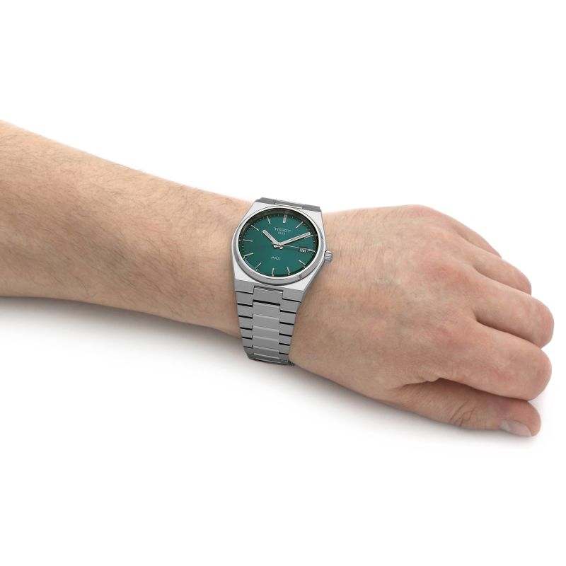 Buy Shop Tissot PRX Green Dial Silver Steel Strap Watch For Men - T137.410.11.091.00 USA Online