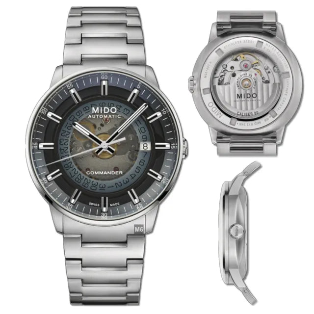 Buy Shop Mido Commander Automatic Gradient Blue Dial Silver Steel Strap Watch For Men - M021.407.11.411.01 USA Online