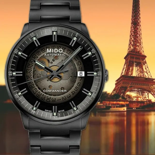 Buy Shop Mido Commander II Automatic Gradient Black Dial Black Steel Strap Watch For Men - M021.407.33.411.00 USA Online