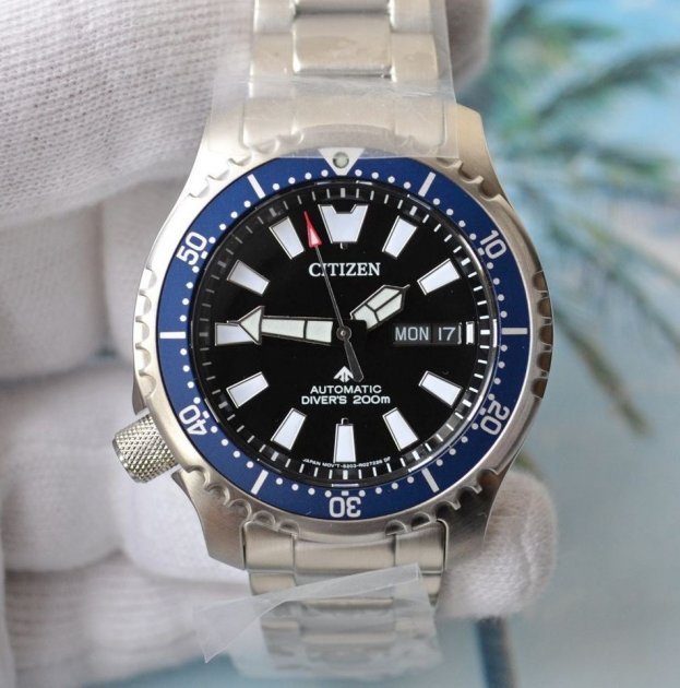 Buy Shop Citizen Promaster Fugu Limited Edition Diver's 200m Automatic Black Dial Silver Steel Strap Watch For Men - NY0098-84E USA Online