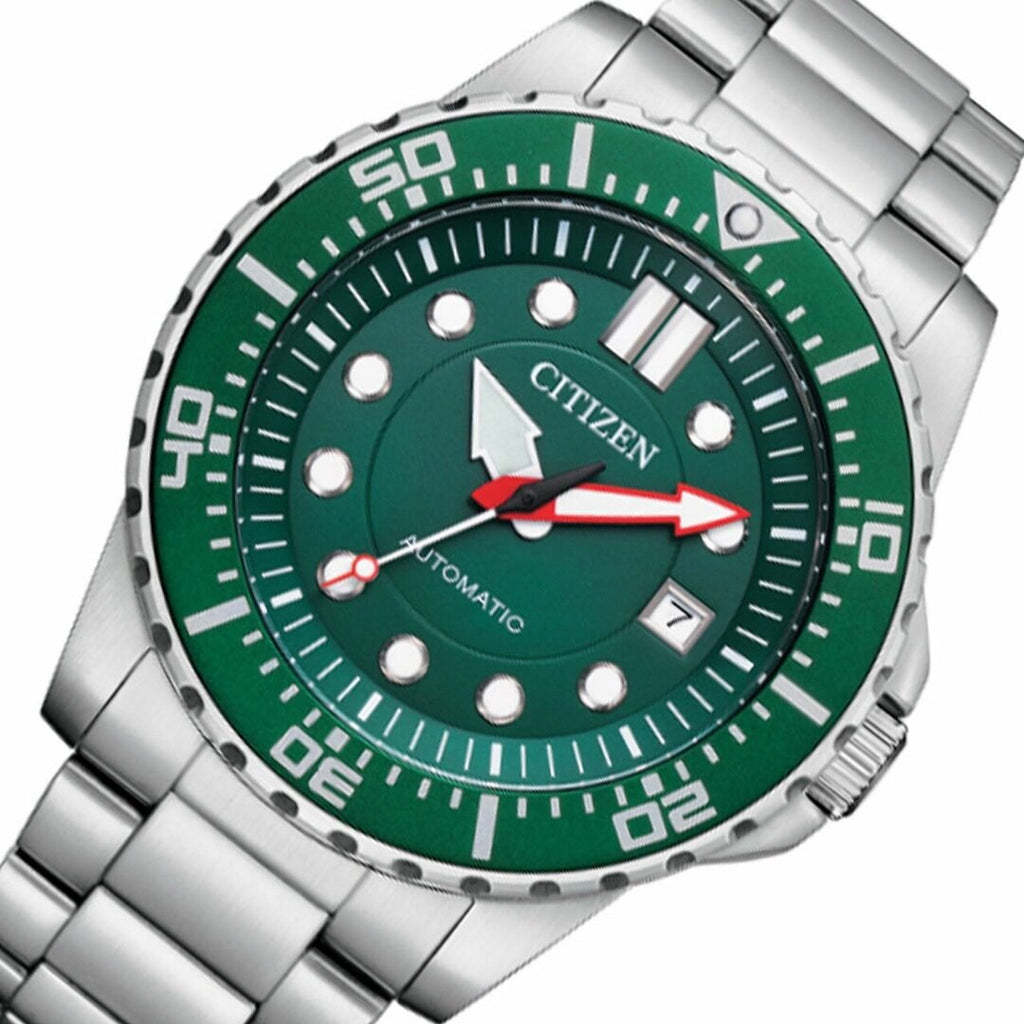 Buy Shop Citizen Promaster Mechanical Green Dial Silver Steel Strap Watch For Men - NJ0129-87X USA Online