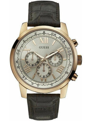 Buy Shop Guess Horizon Quartz Champagne Dial Brown Leather Strap Watch For Women - W0380G4 USA Online