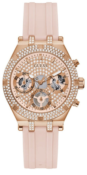 Buy Shop Guess Heiress Diamonds Rose Gold Dial Pink Rubber Strap Watch for Women - GW0407L3 USA Online