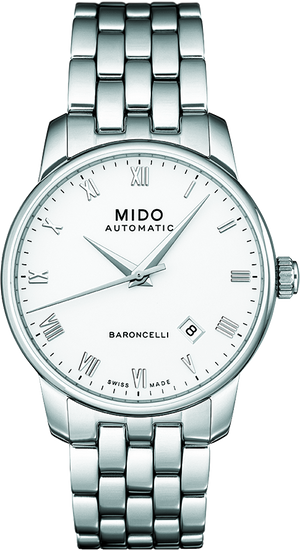 Buy Shop Mido Baroncelli II Automatic White Dial Silver Steel Strap Watch For Men - M8600.4.26.1 USA Online